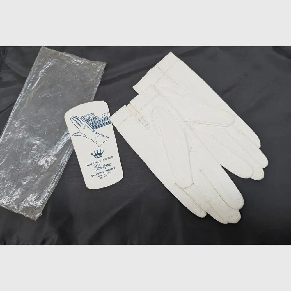 NWT White Kidskin Washable Gloves, size M